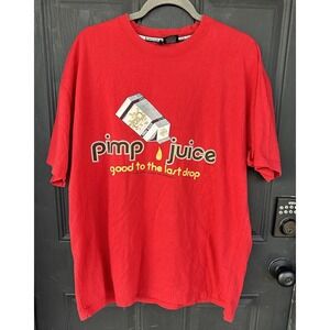 Vintage Y2K Iced out Nelly Pimp Juice T-Shirt Size XL Red